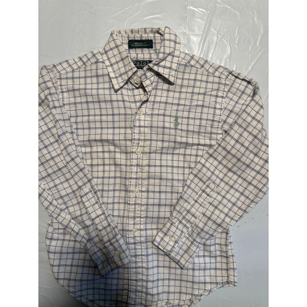 Polo Ralph Lauren Plaid Button Down Shirt USA Made Kids Size 7